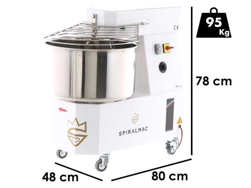 Pétrin à spirale à haut niveau d'hydratation SPIRALMAC SV38 2VEL HH triphasé - 38 Kg