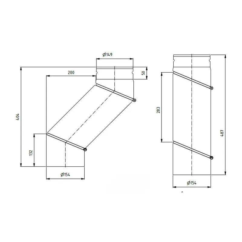 Raik coude décalé LS diamètre 150x404x2,00mm rétréci V:15-200mm orientable gris