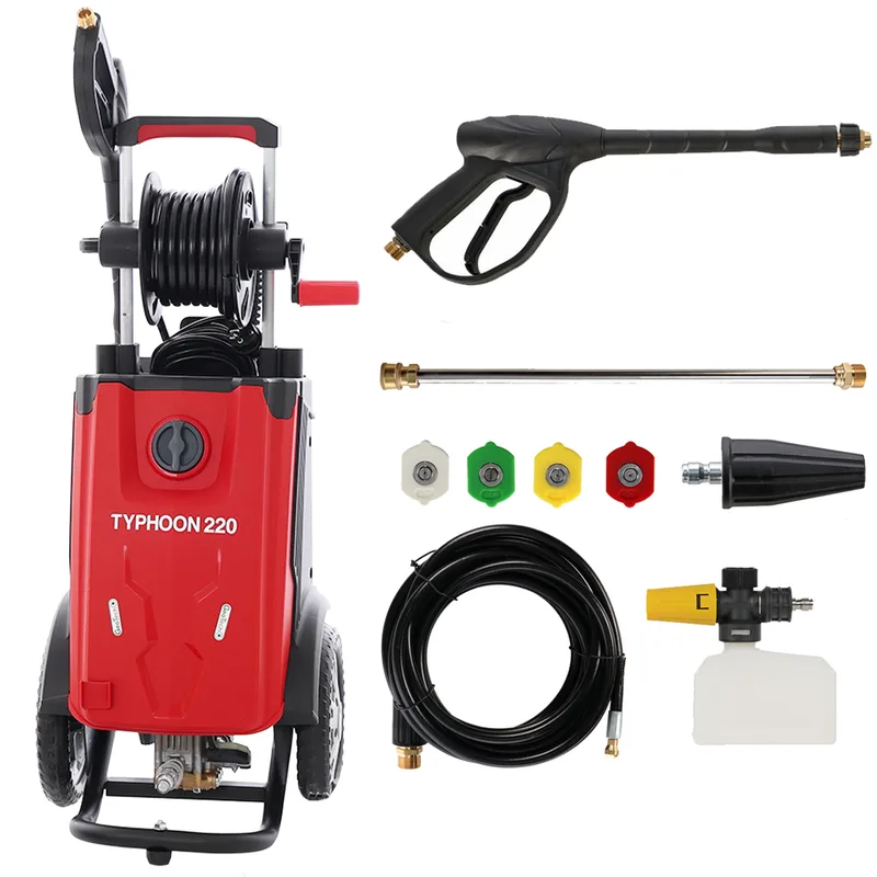 GeoTech Typhoon 220 – Nettoyeur haute pression avec lance professionnelle et kit débouche-canalisations – 220 bar – 510 l/h