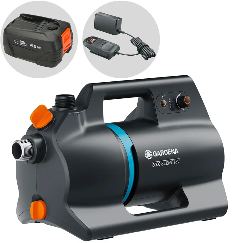 Gardena 3000 Silent 18V P4A - Pompe auto-amorçante à batterie - 18V 4Ah