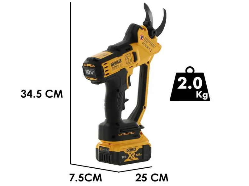 DeWalt DCMPP568P1-QW - Sécateur électrique de taille - 18V 2 Ah - Diamètre de coupe 38 mm