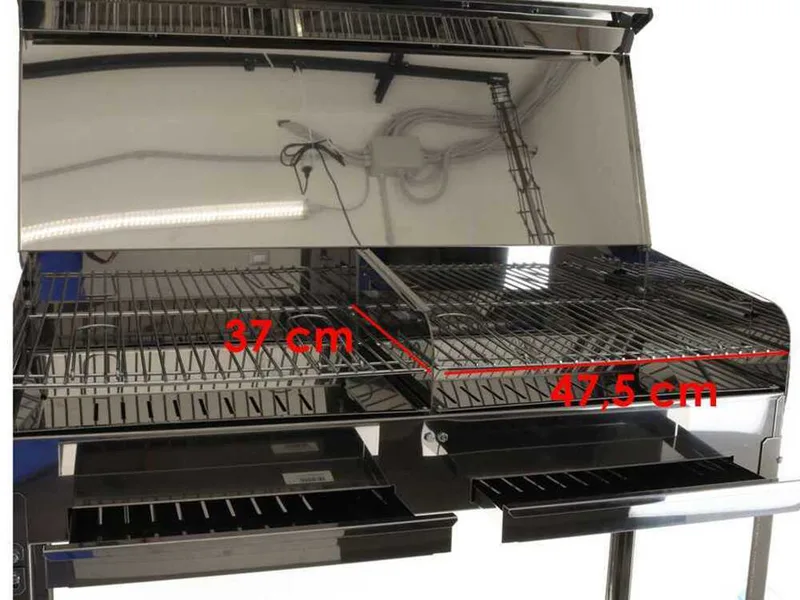 Mille Achille Big - Barbecue à charbon en acier inox artisanal - 2x 47,5x37 cm