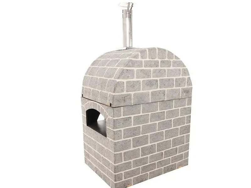 AgriEuro Pulcinella STONE - Four à bois pour pizza d'extérieur Gris de 80X60 - 4 pizzas