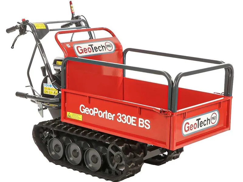 GeoTech Pro GeoPorter 330E B&S - Brouette motorisée avec benne extensible - 6 galets - 300 kg