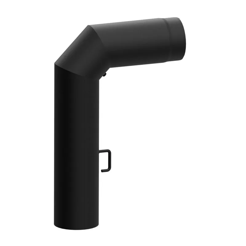 Raik coude LS diamètre 150/90° 2,00mm lisse 705/350 avec porte intégrée avec modérateur de tirage noir