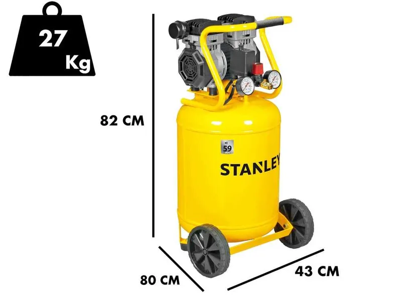 Stanley DST 150/8/50 - Compresseur d'air électrique vertical monophasé , oil-less - Moteur 1.3 CV - 50 L