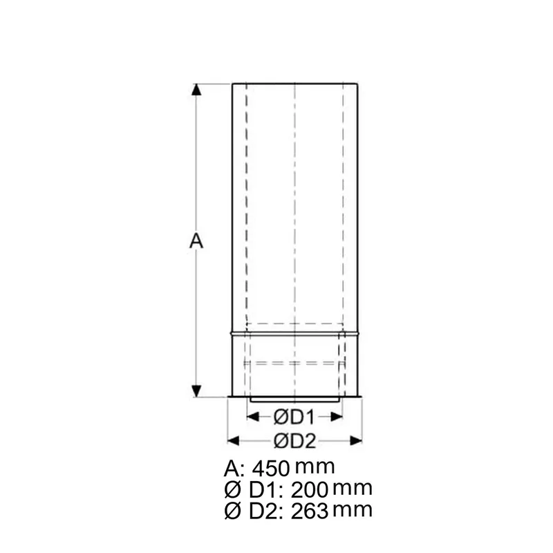 Schiedel double manchon mural Ø200 isolé, raccourcissable pour ICS Ø200 mm double paroi brillant
