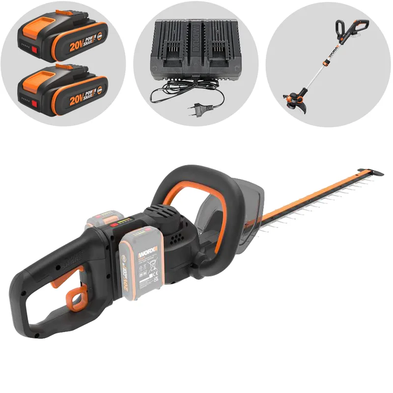 Worx Nitro WG286E - Taille-haie à batterie - 2x 20V 2Ah - lamier 60 cm