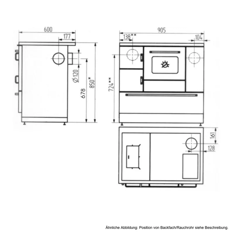 Wamsler K 138 Cuisinière à bois à gauche blanc avec plaque vitrocéramique