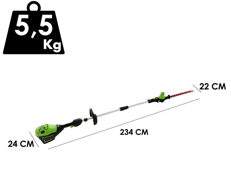 Greenworks G60PHT51 - Taille-haie sur perche de rallonge à batterie 60V 2Ah