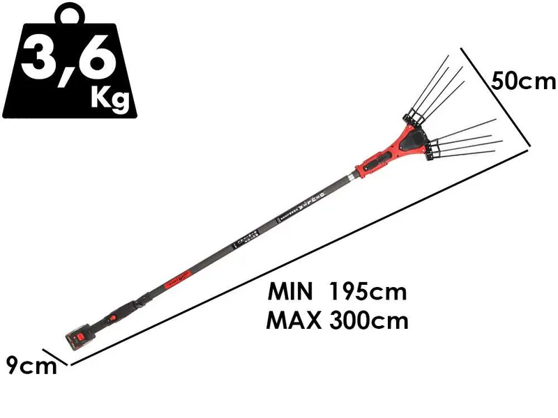 Aima Giulia Cordless - Peigne vibreur électrique à batterie - Perche télescopique en carbone - 195-300 cm - 3 x 21 V 5,2 Ah