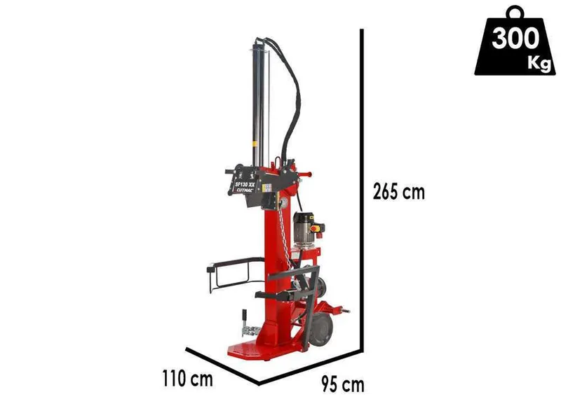 Docma SF130 380 + PTO XX - Fendeuse à bois hybride - Électrique et à tracteur - Verticale