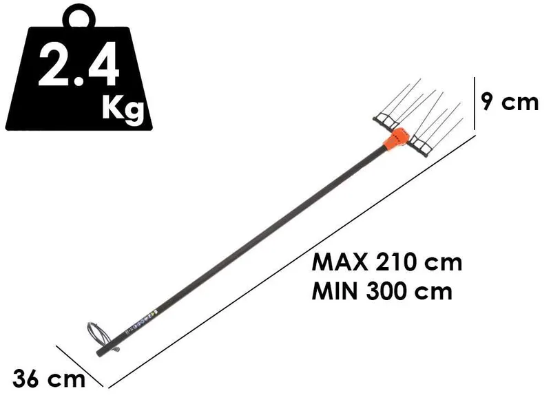 Jolly Italia V50X - Peigne vibreur électrique à batterie - 36V - Pperche télescopique 210-300 cm et rallonge Step-Up