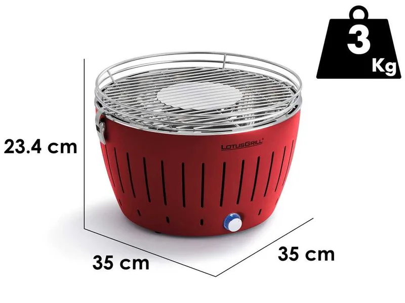 LotusGrill LG G34 U RD - Barbecue portable d'extérieur - Coque rouge