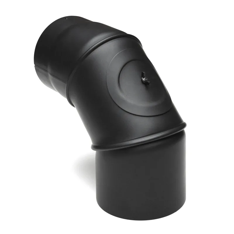 Raik Basic coude de tuyau de fumée 150mm 0–90° avec porte noir pour tuyau de fumée / conduit de fumée