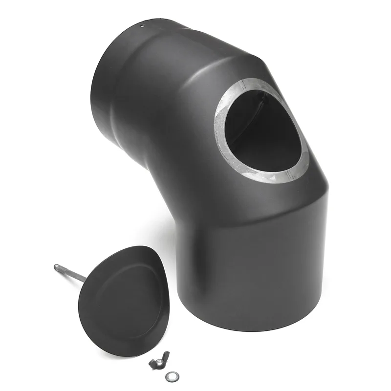 Raik Basic coude de tuyau de fumée 160mm gris fonte 90° avec porte pour tuyau de fumée / conduit de fumée