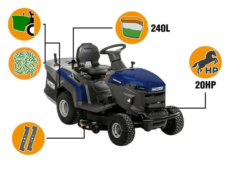 BullMach PEGASO 95-200 RMH - Tracteur tondeuse avec transmission hydrostatique - Bac de ramassage - Mulching