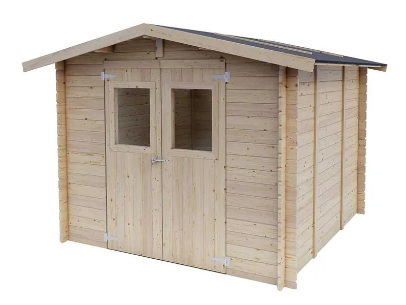Alce Forrest 249x249 - Abri de jardin en bois - Avec fenêtres et porte à double battant - 249 x 249 x 204 cm
