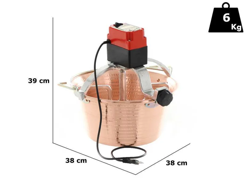 Chaudron électrique en cuivre martelé pour polenta NuovaFac Cuoca Automatica base plate 14L - 30W