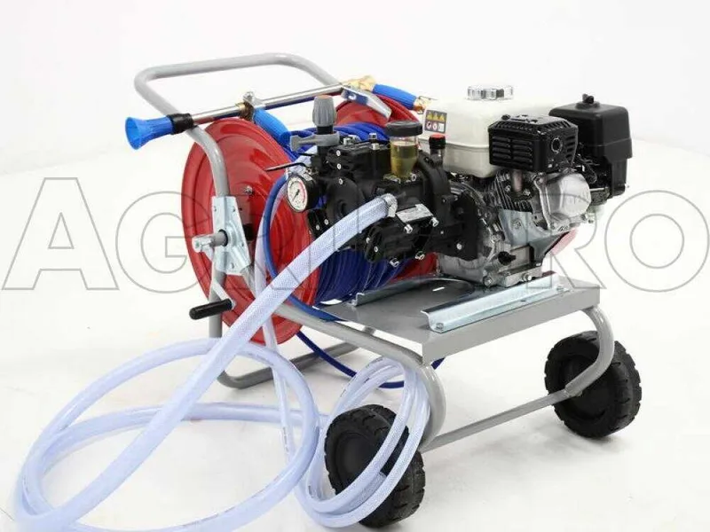 Groupe motopompe de pulvérisation Comet APS 41 avec moteur à essence Honda GX 160 et chariot