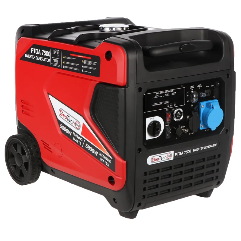 GeoTech Pro PTGA 7500 - Groupe électrogène inverter insonorisé sur chariot 5,8 kW - Continu 5,5 kW Monophasé
