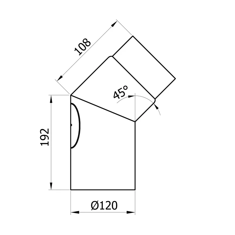 Raik Basic coude de tuyau de fumée 120mm gris fonte 45° avec porte pour tuyau de fumée / conduit de fumée