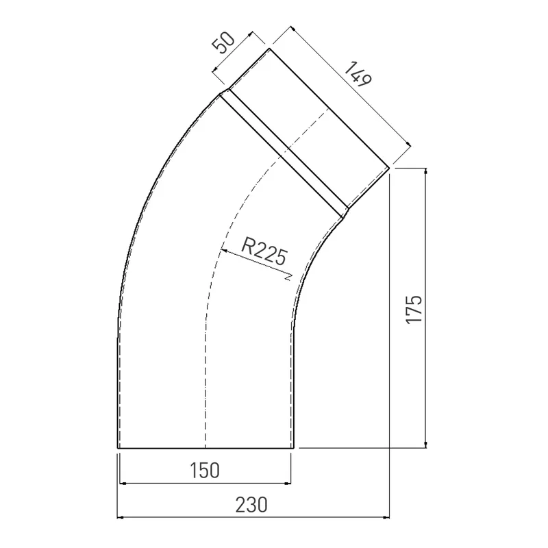 Coude de conduit de fumée / Coude de tuyau de poêle émaillé 150 mm - Coude lisse à 45° Blanc