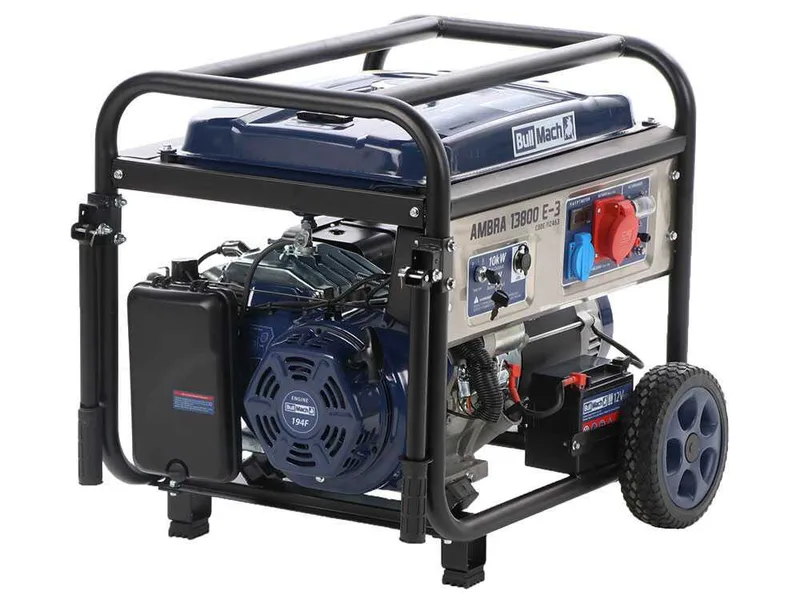 BullMach AMBRA 13800 E-3 - Groupe électrogène sur chariot à essence avec AVR 10 kW - Continu 9 kW Triphasée