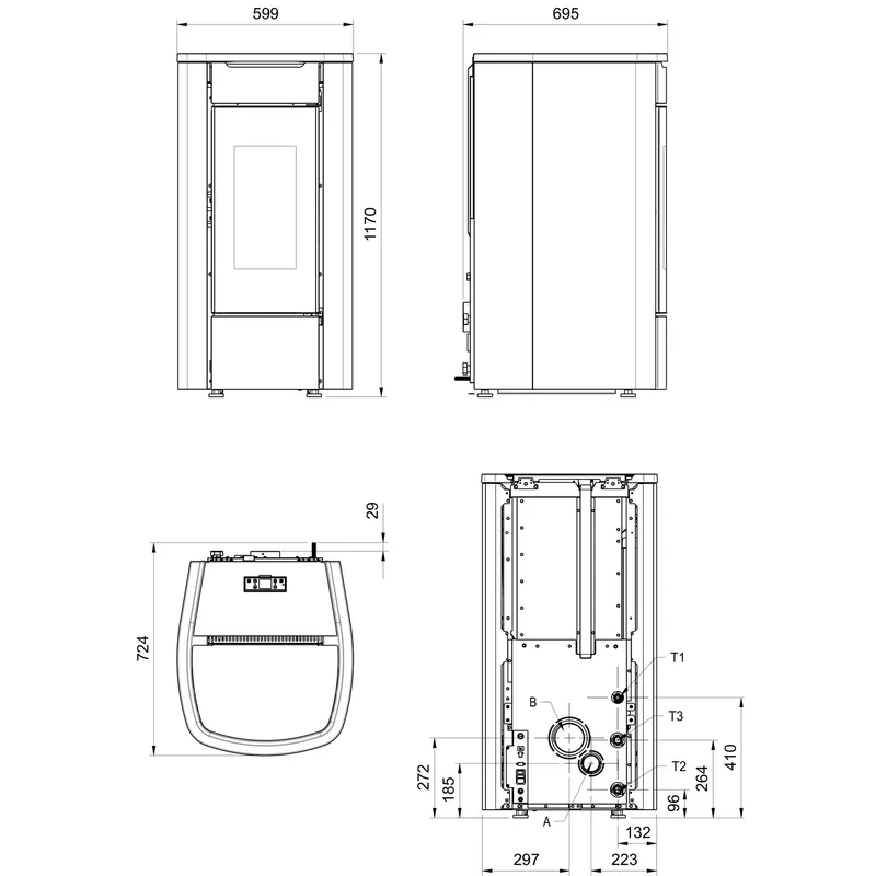 Extraflame Miriana Idro H16 Poêle à pellets taupe mat – hydraulique 18,4 kW