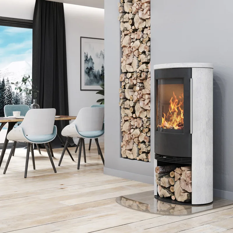 TermaTech TT21RS-WH Poêle à bois Acier Noir / Pierre de Sable Porto White