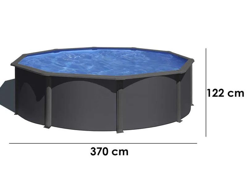 Gre Anthracite Ronde Ø350 x 120 cm - Piscine hors-sol en acier