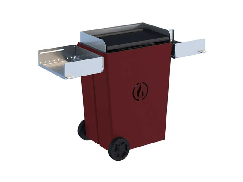 Linea VZ Party Rosso (rouge) - Barbecue pyrolytique à pellets sur roues