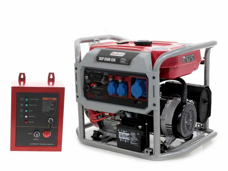GeoTech Pro GGP 9500 ESA - Groupe électrogène sur chariot avec AVR dém. électrique 7.9 kW - Continue 7.5 kW Monophasé + ATS