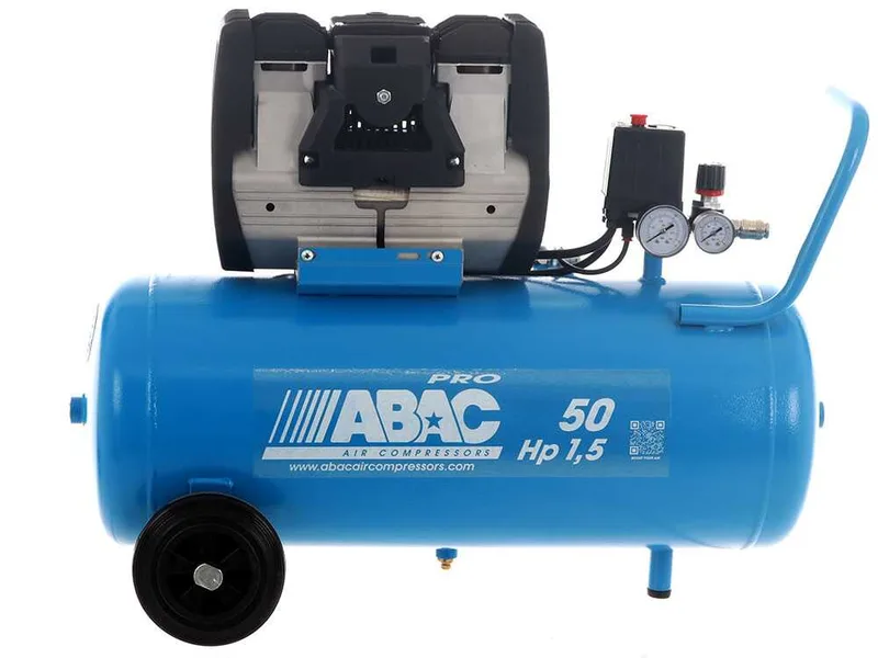Abac montecarlo OS15P - Compresseur d'air électrique monophasé silencieux, sans huile - Moteur 1,5 CV - 50 litres