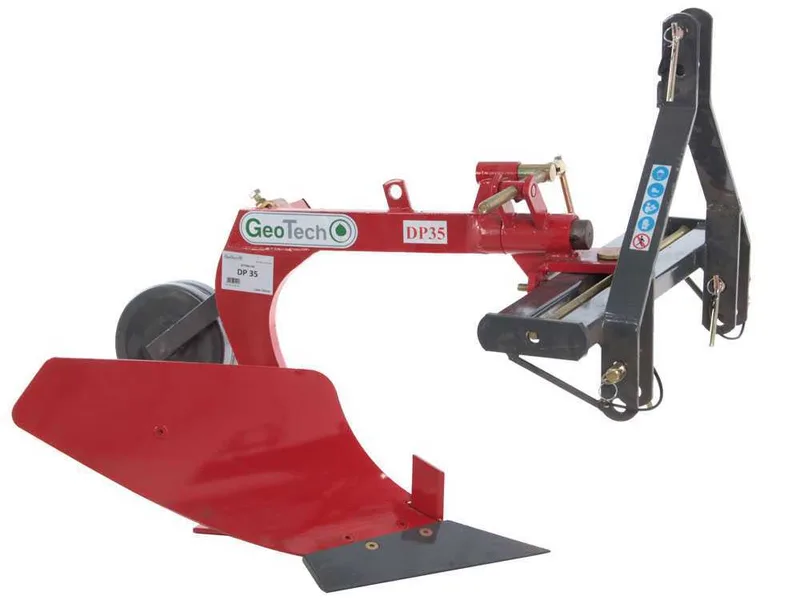 Geotech DP35 - Charrue mono-soc - Réglage latéral manuel par vis - Pour tracteurs avec attelage à trois points