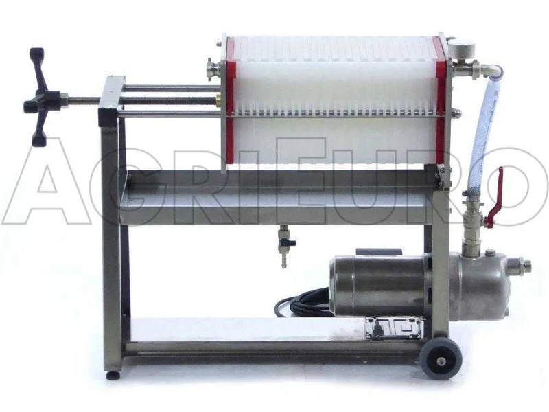 Enotecnica Pillan AF30 - Filtre pour vin 30 cartons et plaques 20x20 - pompe oenologique-châssis/pompe en acier INOX