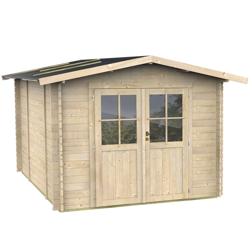 Alce Opera 254x276 - Abri de jardin en bois - Avec fenêtres et porte à double battant - 254x276x218 cm