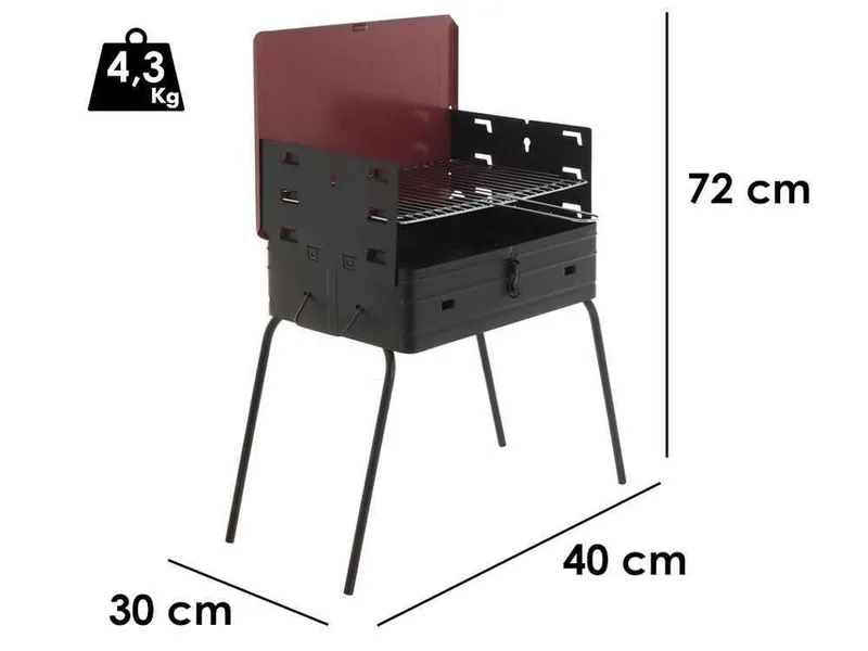 Mille Valigetta Pic-Nic - Barbecue à charbon en far artisanal - 40x28 cm