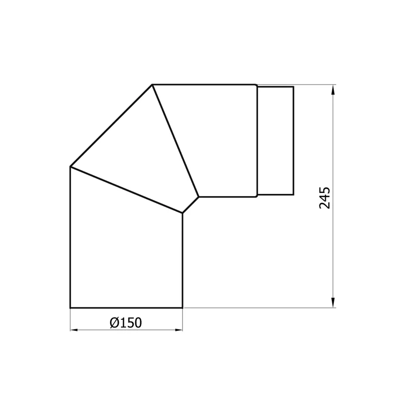 Raik Basic coude de tuyau de fumée 150mm noir 90° sans porte pour tuyau de fumée / conduit de fumée