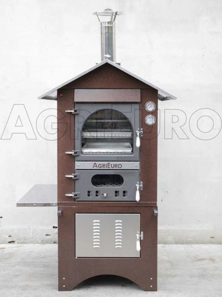 AgriEuro Medius 80 Deluxe EXT - Four à bois acier d'extérieur - Cuivre émaillé - Inox