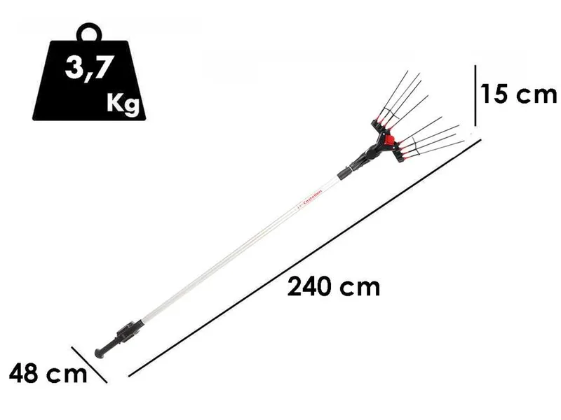 Castellari Vertigo L 18V - Peigne vibreur électrique à batterie 18V 7.8Ah - Perche télescopique en aluminium 240/330 cm