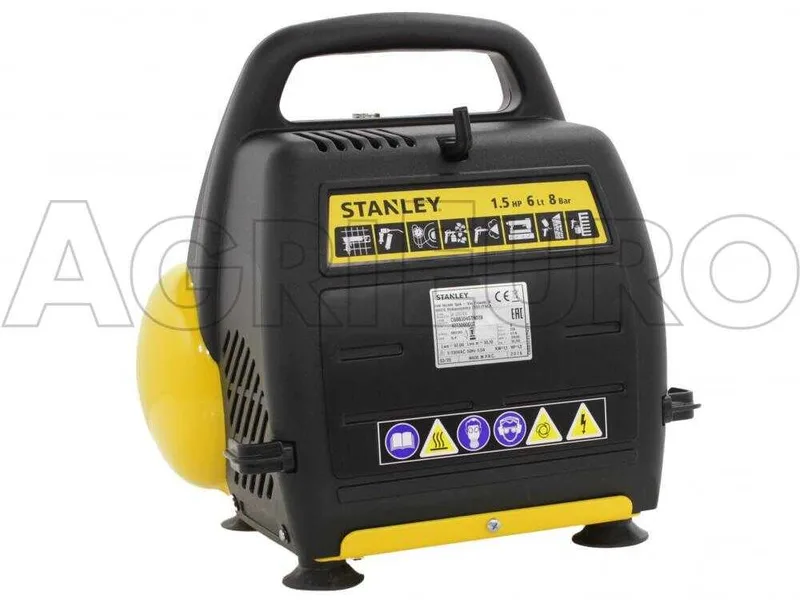 Stanley DN 200/8/6 - Compresseur d'air électrique portatif monophasé, oil-less - Moteur 1.5 CV - 6 L