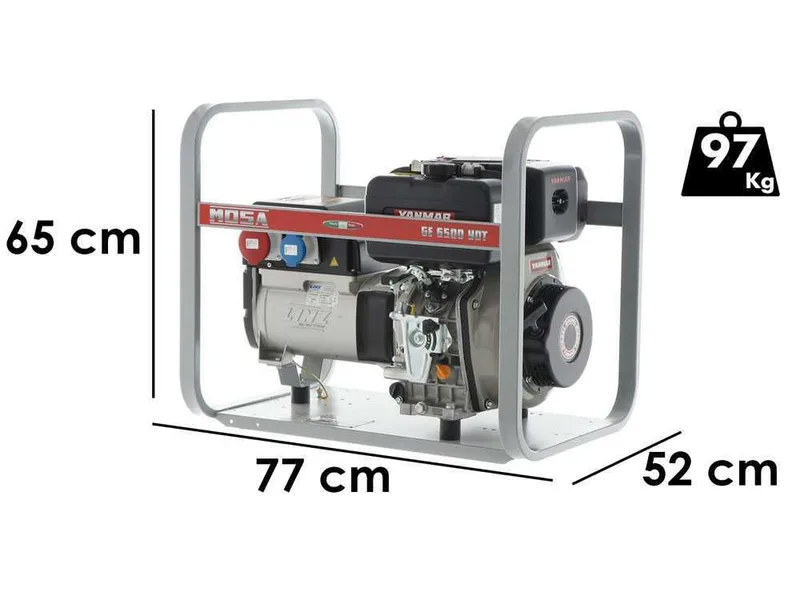 MOSA GE 6500 YDT - Groupe électrogène diesel 5.2 kW - Continue 4.6 kW Triphasé - Moteur Yanmar L 100 N