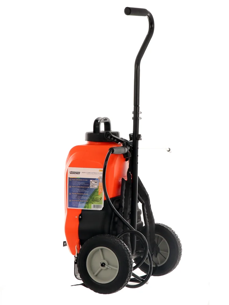 Pompe de pulvérisation électrique à batterie au lithium Stocker à dos/trolley avec réservoir 12L