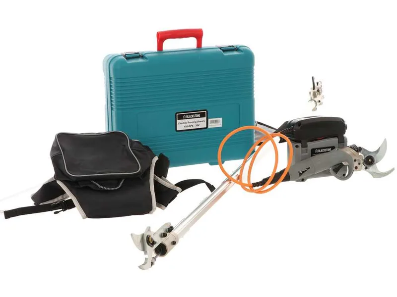 Sécateur électrique de taille BlackStone 450-BP avec perche BlackStone 25-H de 1,5 mt - batterie et chargeur inclus - Diamètre de coupe 45 mm