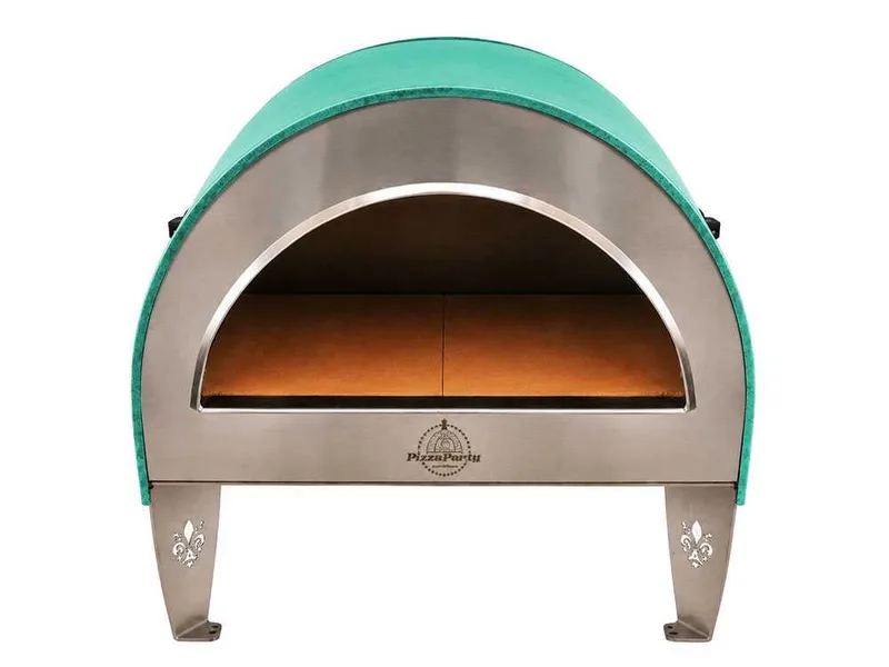 Pizza Party Ardore Acquamarina - Four à pizza à gaz d'extérieur - Chambre de cuisson 40 x 40 cm - Sole en briques réfractaires