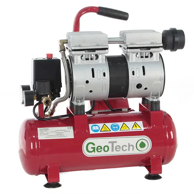 GeoTech S-AC-9-8-07 - Compresseur électrique silencieux compact portatif - Moteur 0.7 CV - 8 bars