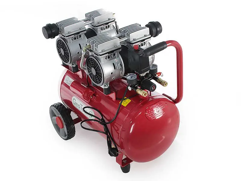 GeoTech S-AC50-8-10x2 - Compresseur d'air électrique silencieux à double culasse 50 L oilless - 2 CV
