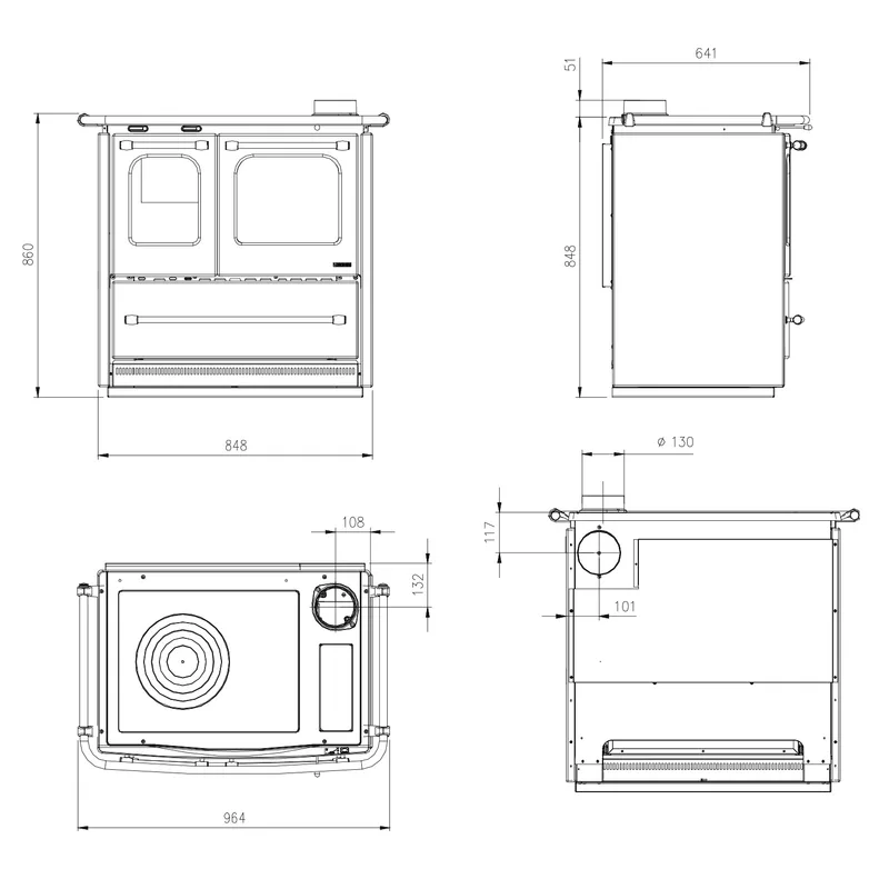 La Nordica Sovrana Easy 16 cuisinière à bois acier anthracite-noir