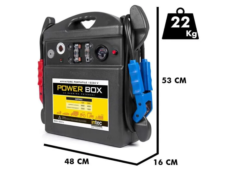 Intec BOS1224-LS - Démarreur professionnel portable à batterie - 12/24 V - 9900CA